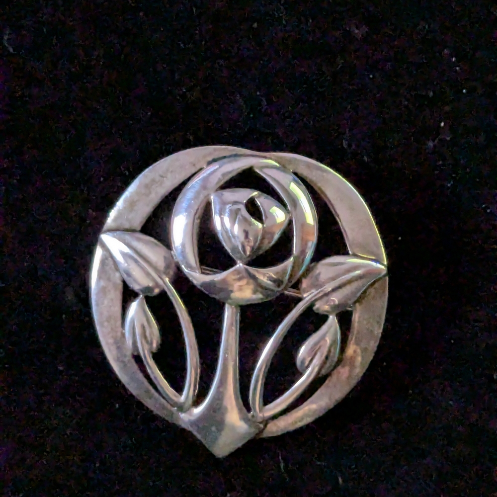 Vintage Silver Glasgow Rose Brooch
